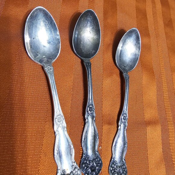 WM Rogers & Sons-Floral Pattern Teaspoons - Picture 1 of 5